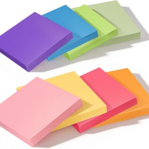 3x3 Inch 8 Pack Self-Stick Sticky Notes, 480 Total Sheets, Colorful Memo Pads for Home, Office & School