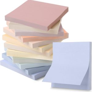 Sticky Notes, 3"x3", 12 Pads, 600 Sheets, Soft Vintage Colors, Sticky Notes Bulk, Self-Stick Note Pads, Perfect for Office, School, Home, Study & Organization