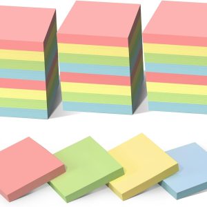 28 Pack 2800 Sheets Sticky Notes 3x3 Inch100 Sheets/Pad, 4 Soft Colors (Yellow, Green, Pink, Blue) Light Colored Self-Stick Pads, Bulk Office Supplies for Work, School & Home