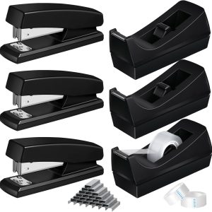 6 Pcs Tape Dispenser Staplers for Desk with Staples and White Tapes 25 Sheet Capacity School Office Stapler